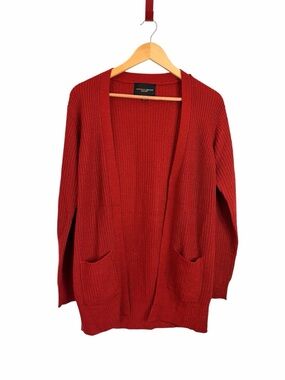 Ambiance Apparel Rust Red Open Front Knit Duster Cardigan Women’s Sz Large